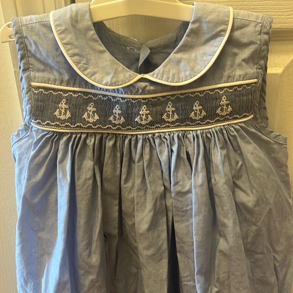 Smocked anchor dress by Beaux et Belles.